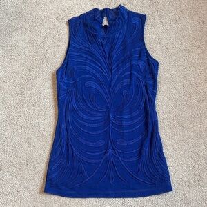 Inc international royal blue embroidered sleeveless top